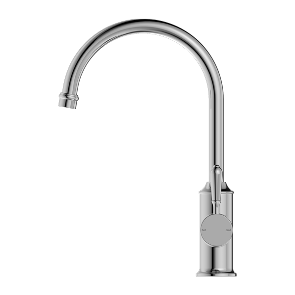 Nero York Kitchen Mixer Goosneck Spout With Metal Lever Chrome