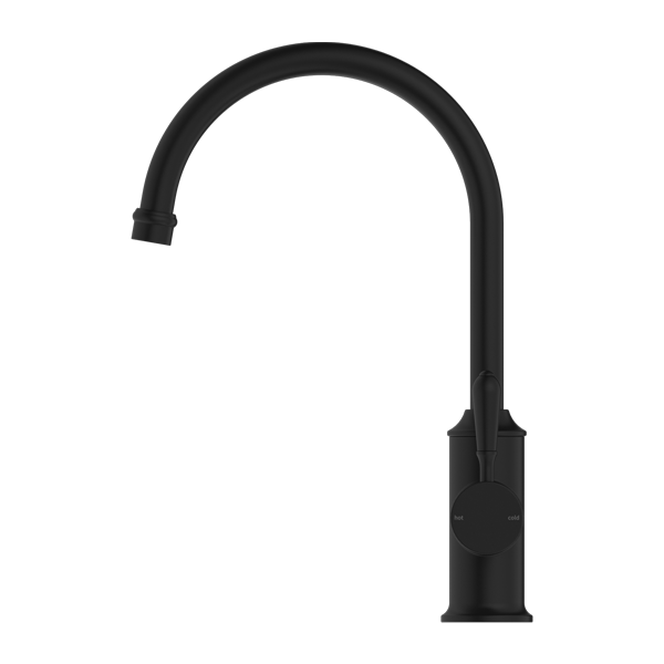 Nero York Kitchen Mixer Goosneck Spout With Metal Lever Matte Black