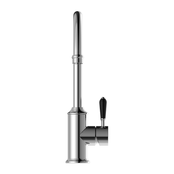 Nero York Kitchen Mixer Goosneck Spout With Black Porcelain Lever Chrome