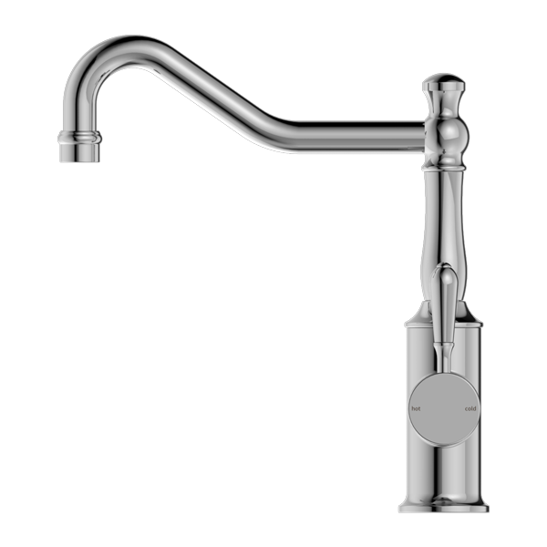 Nero York Kitchen Mixer Hook Spout With Metal Lever Chrome