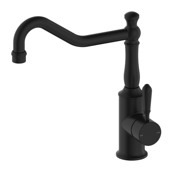 Nero York Kitchen Mixer Hook Spout With Metal Lever Matte Black
