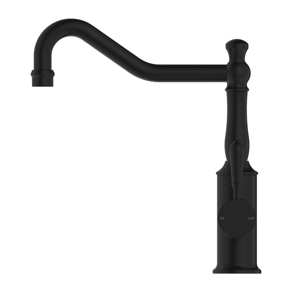 Nero York Kitchen Mixer Hook Spout With Metal Lever Matte Black