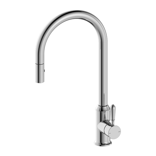 Nero York Federation Pull Out Sink Mixer With Vegie Spray Function With Metal Lever Chrome