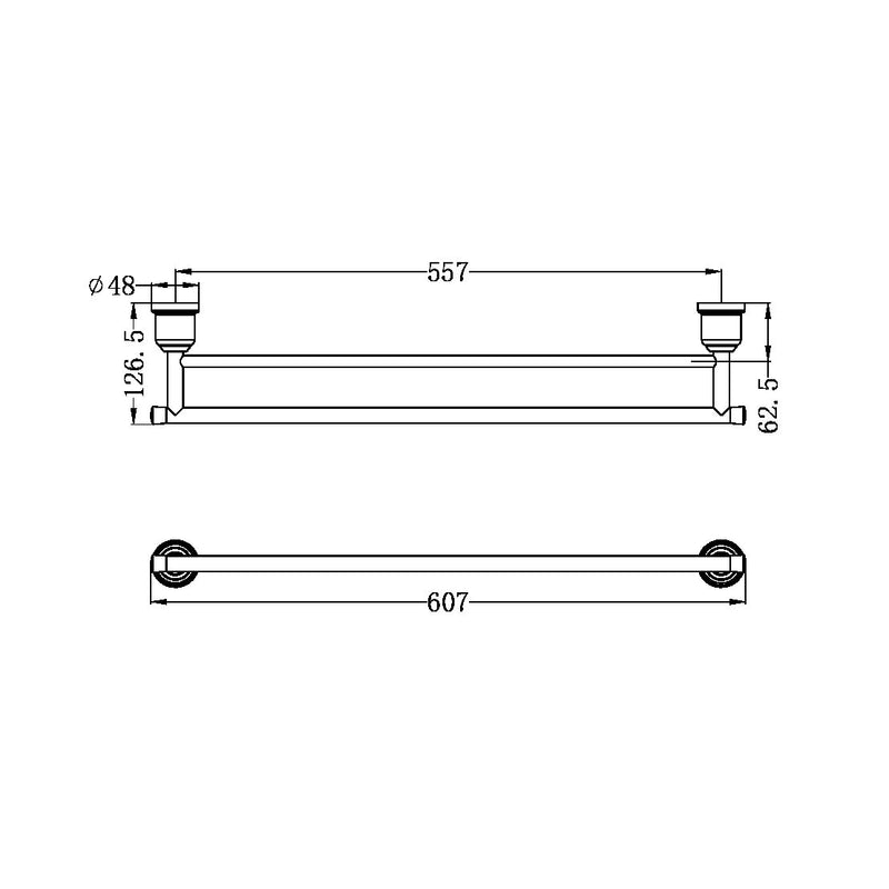 York Federation Double Towel Rail 600mm Matte Black