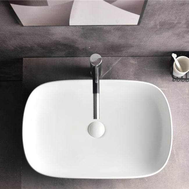 Ovia 610x400x150mm Rectangle Counter Top Basin Gloss White