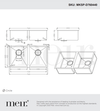 Meir 760mm Double Bowl PVD Kitchen Sink - Brushed Gold (Tiger Bronze)