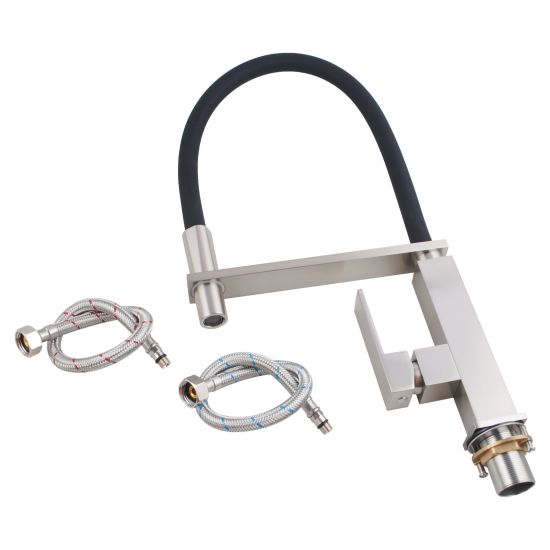 Aquaperla Ottimo Brushed Nickel 360° Swivel Kitchen Sink Mixer Tap Solid Brass Faucet