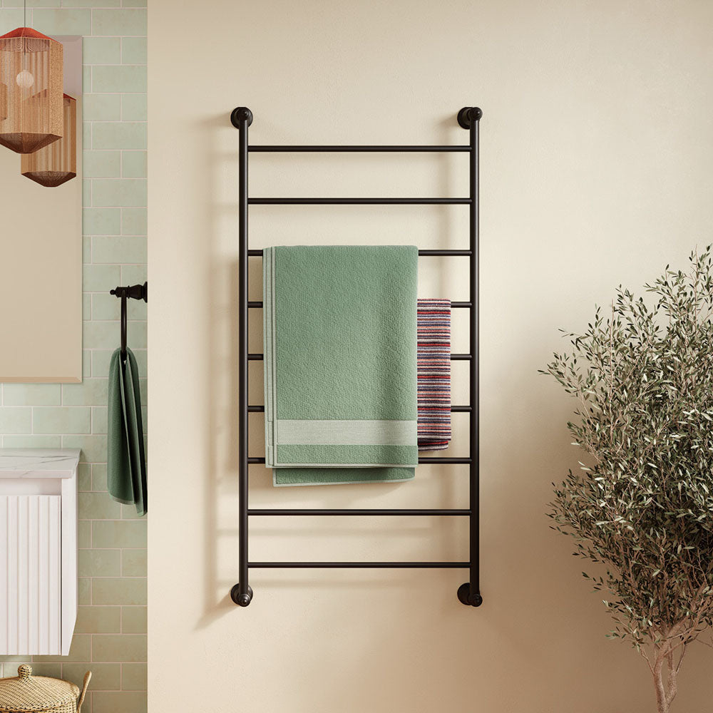 Lillian Heated Towel Rail, 600 x 1208mm, Matte Black