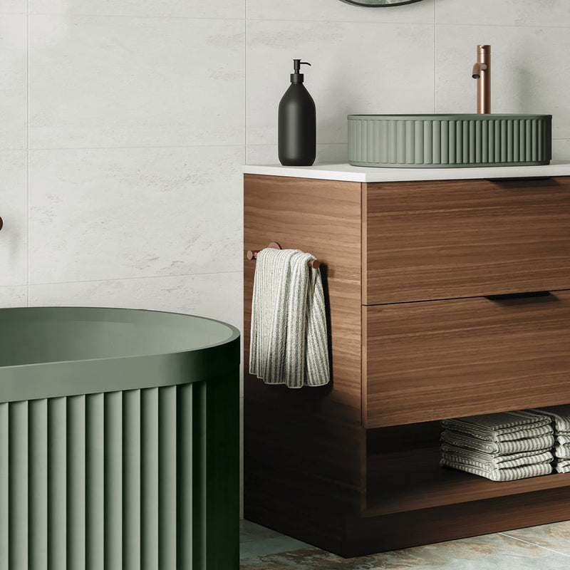 Fienza Kaya Hand Towel Rail / Toilet Roll Holder, Brushed Copper