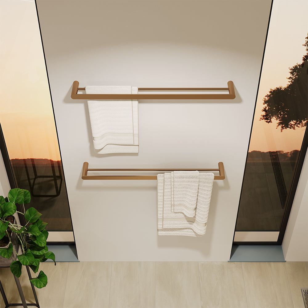 Fienza Empire Slim Double Towel Rail, 800mm, Brushed Copper
