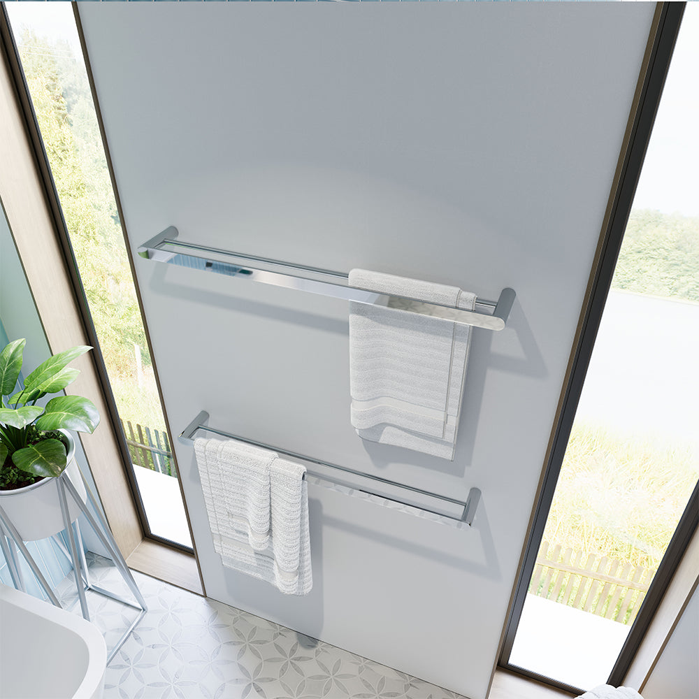 Fienza Empire Slim Double Towel Rail, 800mm, Chrome