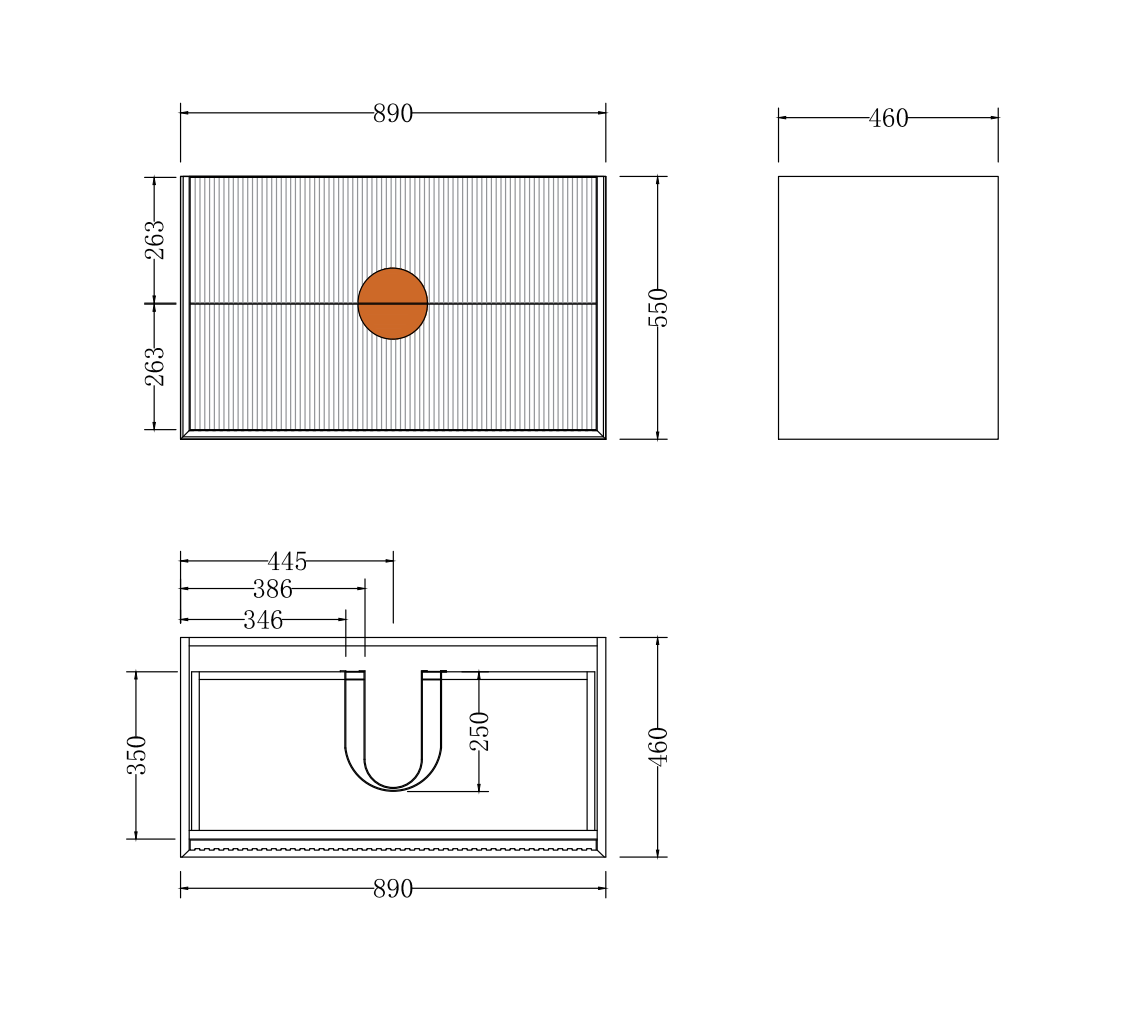 900mm Marlowe Wall Hung Matte Black Cabinet Only