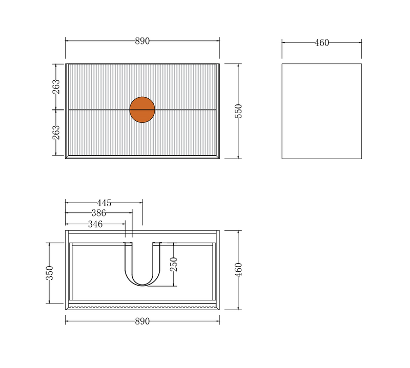 900mm Marlowe Wall Hung Matte Black Cabinet Only