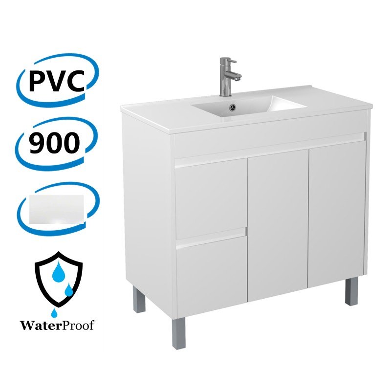 900m PVC Vanity on Legs Ceramic Top Polyurethane Cabinet