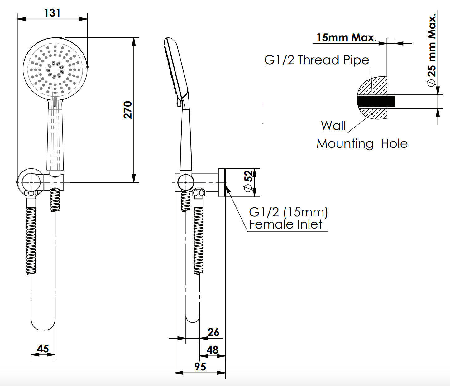 Greens Rocco Hand Shower Matte Black