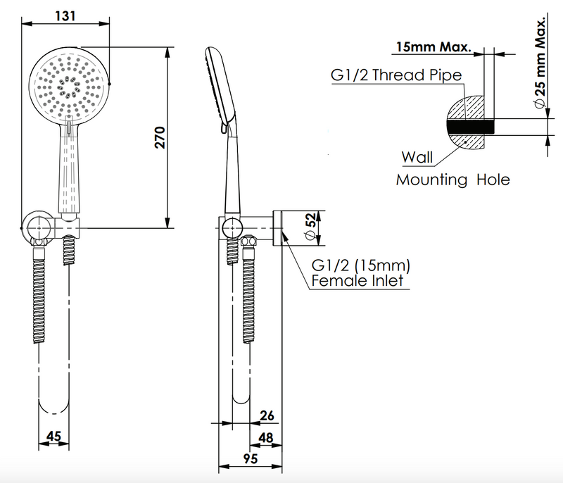 Greens Rocco Hand Shower Matte Black