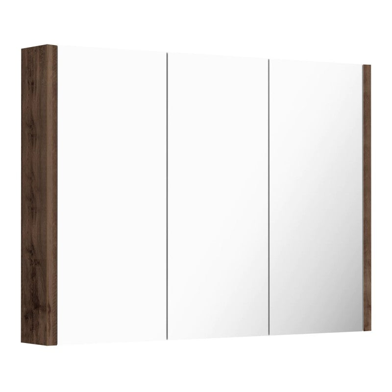 1200Lx720Hx150Dmm Dark Oak Wood Grain PVC Filmed Shaving Cabinet With Mirror Wall Hung