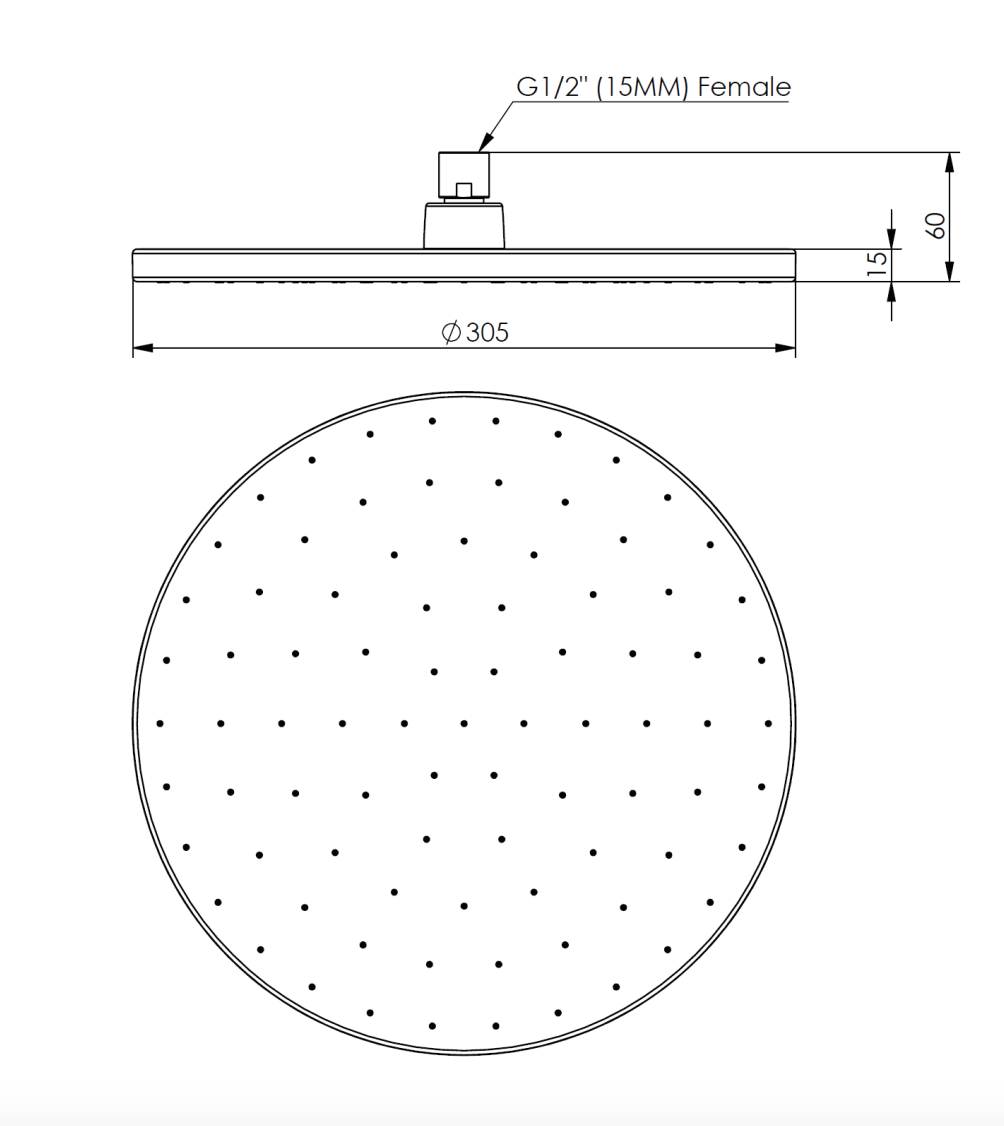 Greens Ashmore Overhead Drencher Matte Black