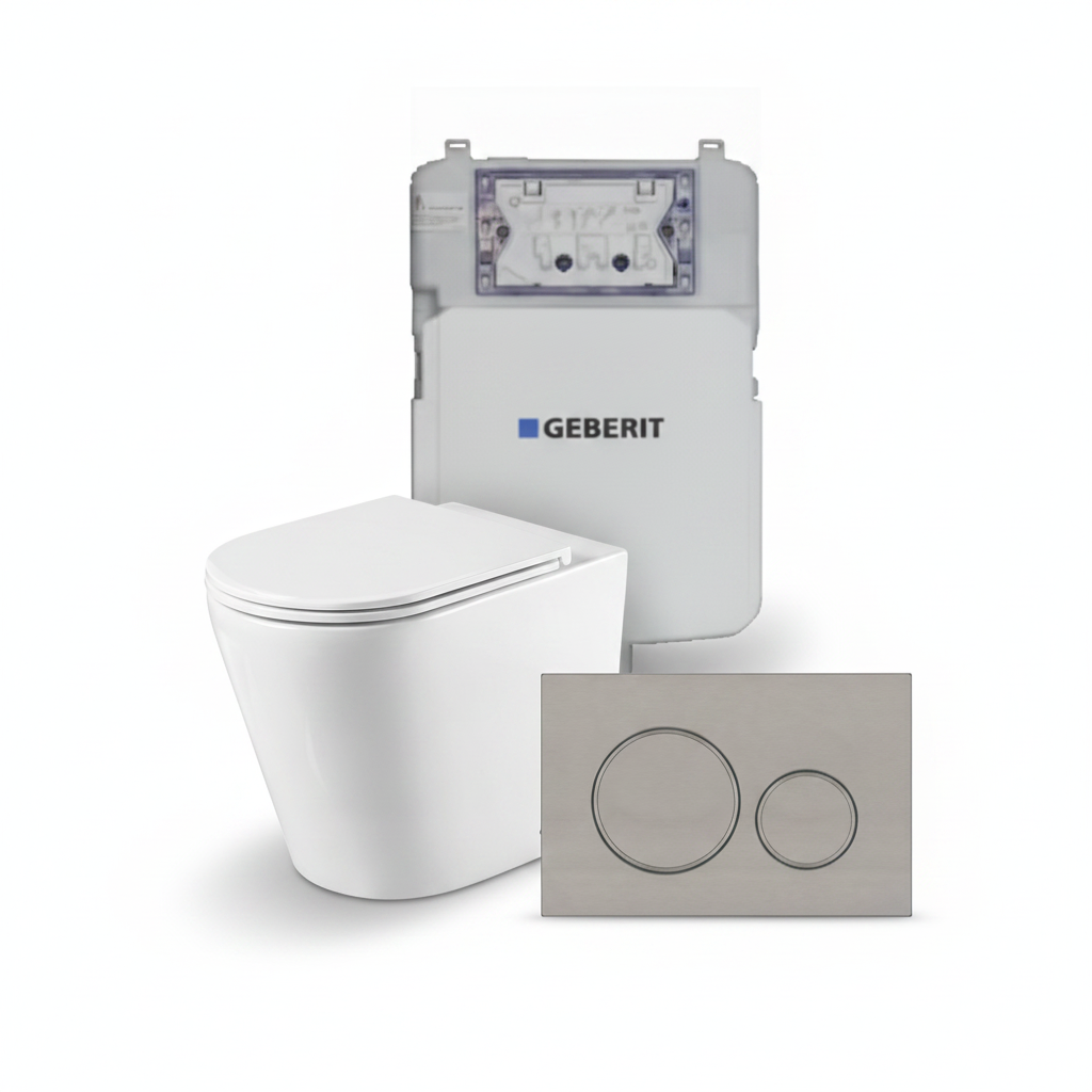 Geberit Sigma 8 Fienza Aluca Rimless Tornado In Wall Cistern Toilet Suite Colour Buttons