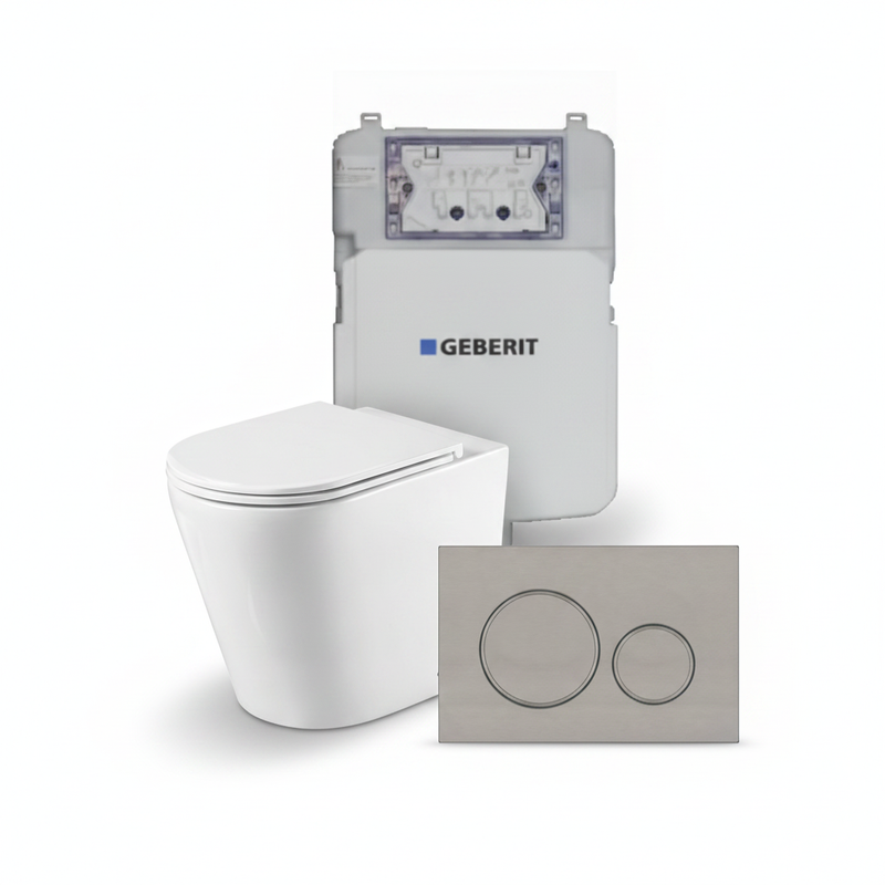 Geberit Sigma 8 Fienza Aluca Rimless Tornado In Wall Cistern Toilet Suite Colour Buttons