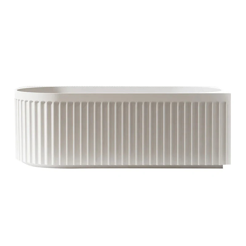 Ovia Artemis Fluted 1500mm Right Hand Corner Matte White Designer Freestanding Bath