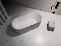 Ovia 1700mm Artemis V Groove Fluted Freestanding Bath Tub - Matte White