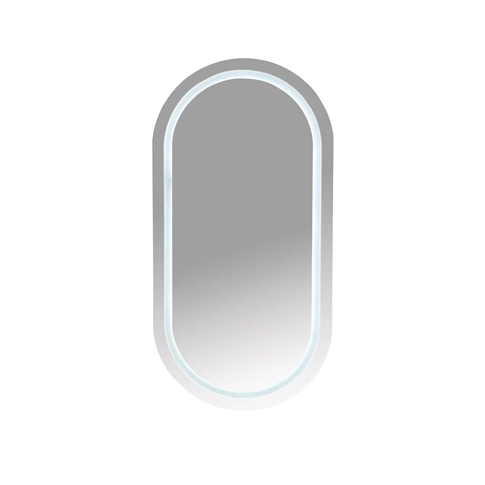Athena 450 x 900mm LED Pill Oval Wall-Hung Shaving Cabinet - Single Door