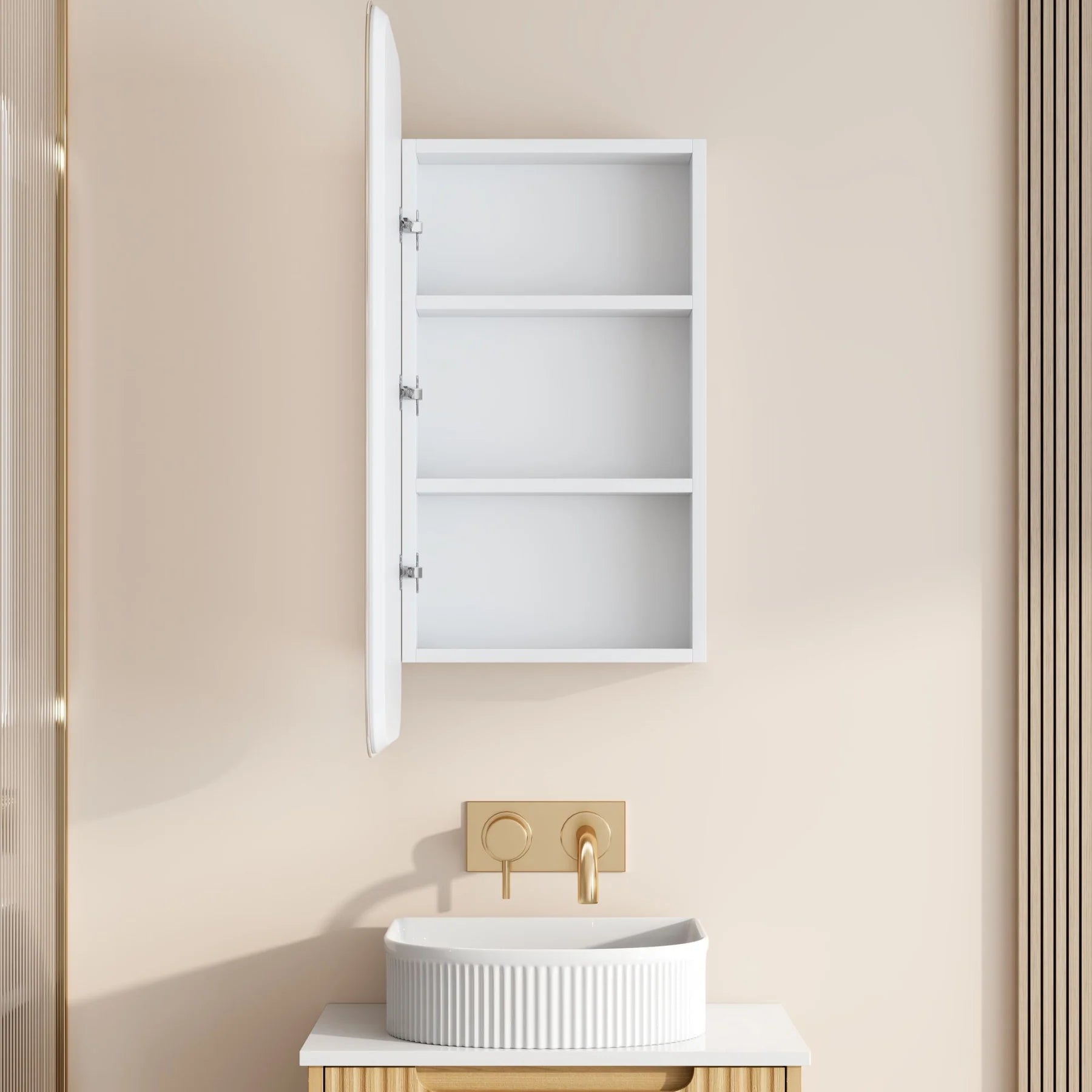 Athena 450 x 900mm LED Square Wall-Hung Shaving Cabinet - Single Door