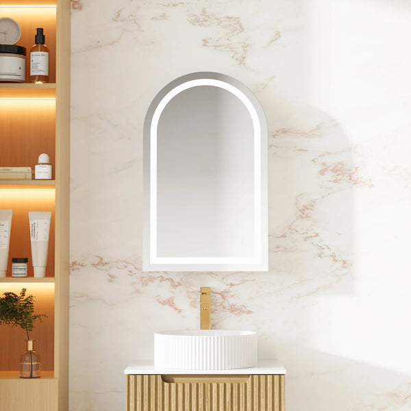 Athena 500 x 800mm LED Arch Wall-Hung Shaving Cabinet - Single Door