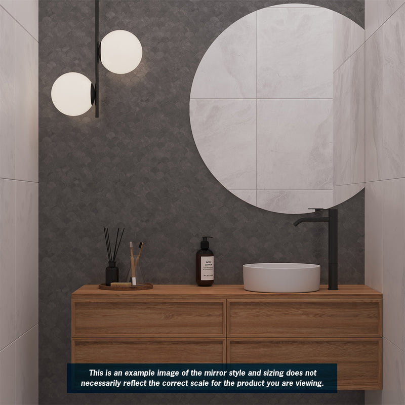 Thermogroup 900x750x11mm D-Shaped Polished Edge Mirror (Hanger Fixings)
