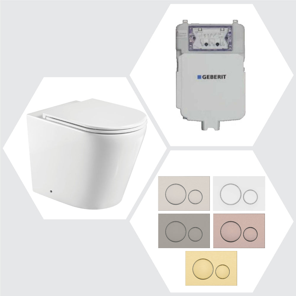 Geberit Sigma 8 Fienza Aluca Rimless Tornado In Wall Cistern Toilet Suite Colour Buttons