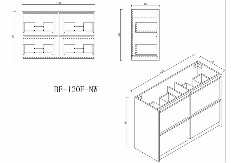 Bella 1200mm Freestanding Cabinet Notaio Walnut