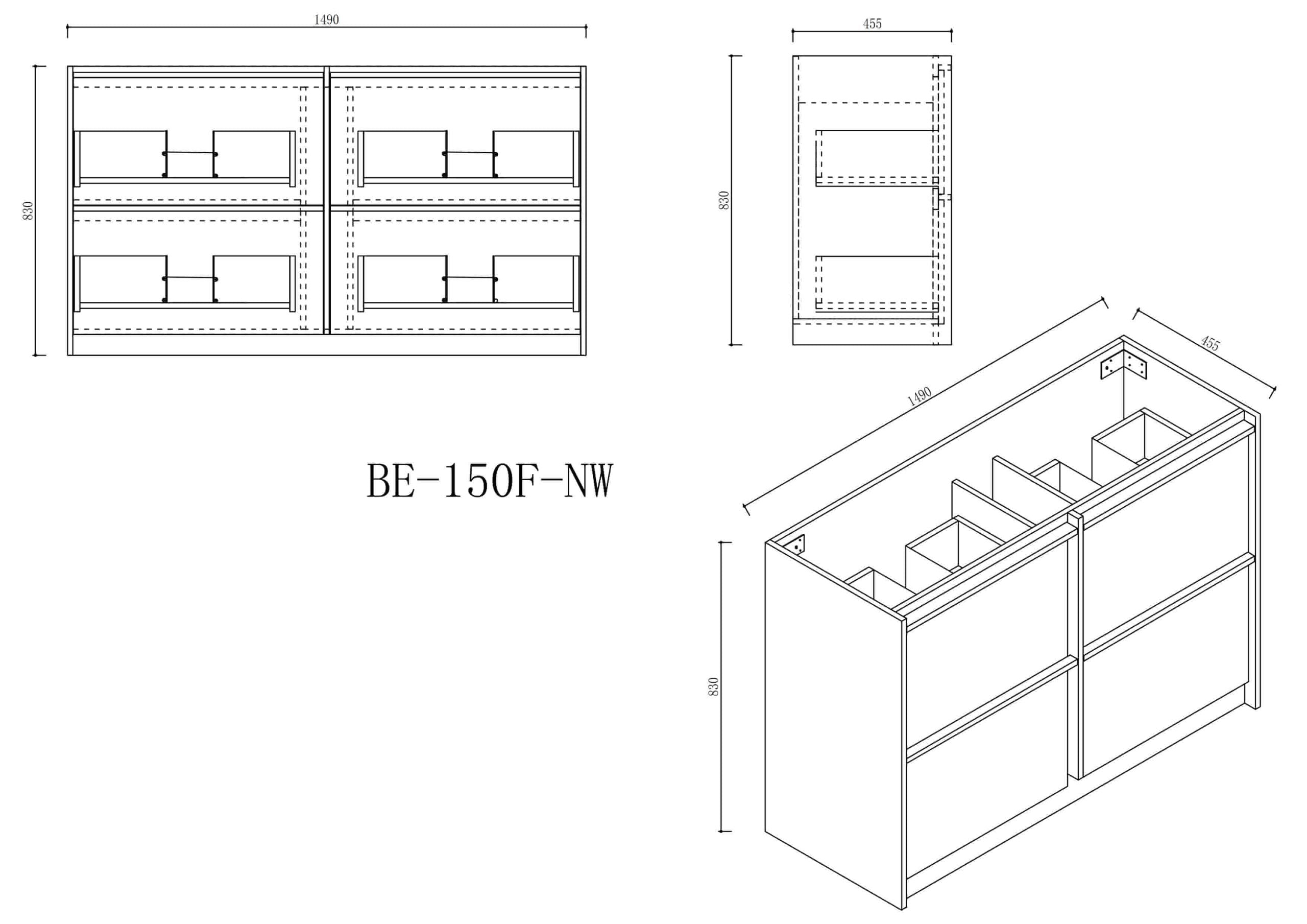 Bella 1500mm Freestanding Cabinet Notaio Walnut