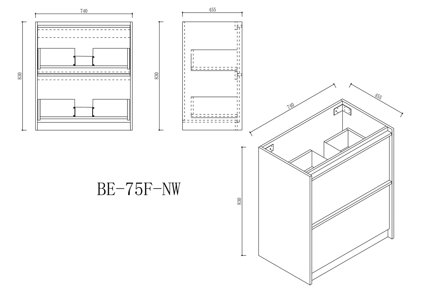 Bella 750mm Freestanding Cabinet Notaio Walnut