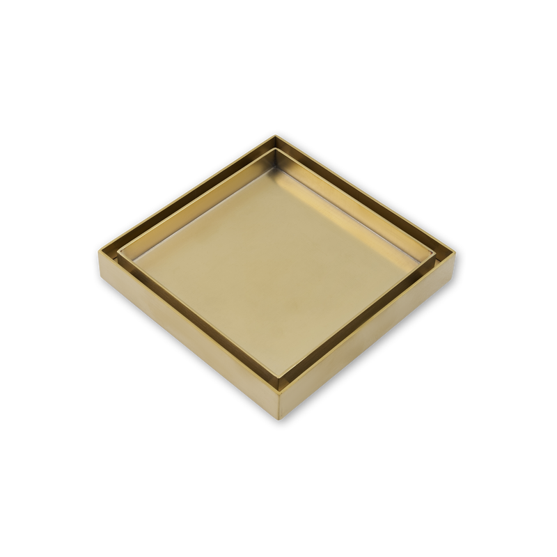 120mm x 120mm Gold Smart Tile Insert Floor Waste Shower Grate Brass Drain