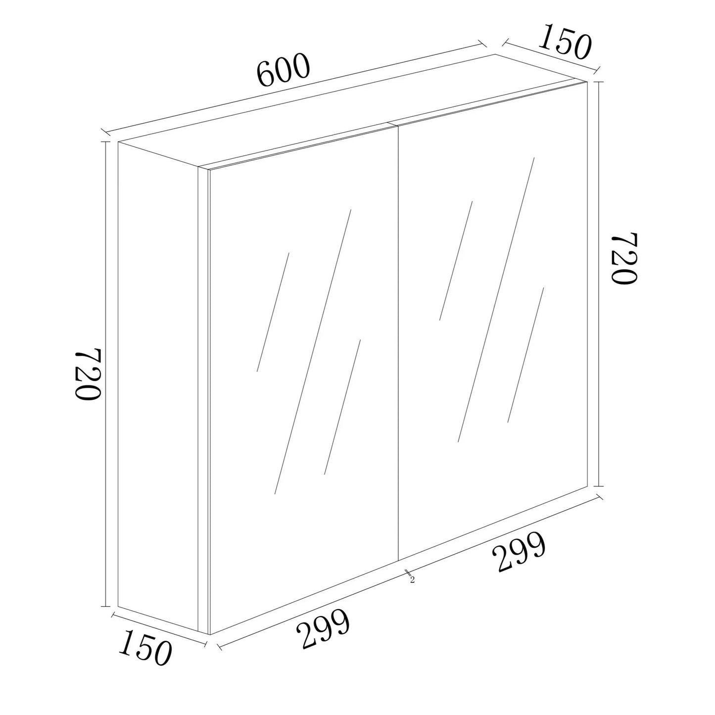BIANCA 600mm PVC Shaving Cabinet