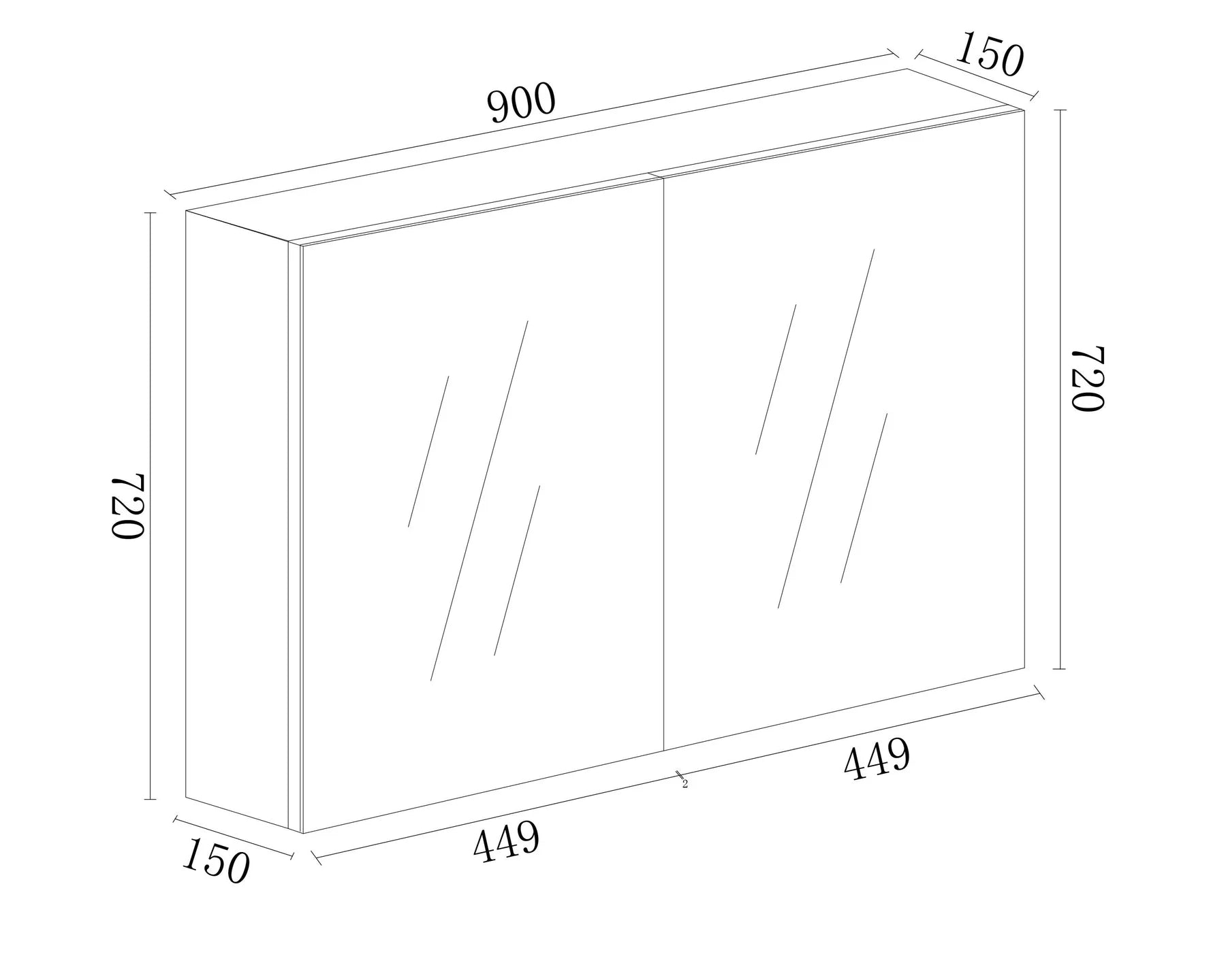 BIANCA 900mm PVC Shaving Cabinet