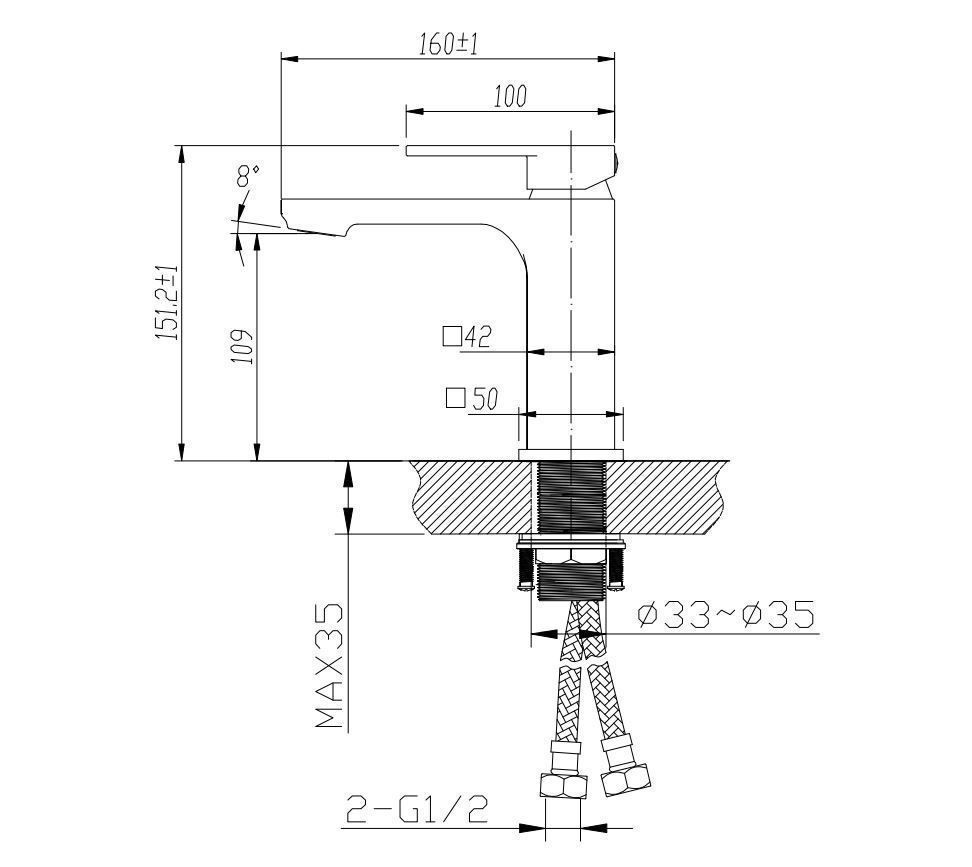 Aquato Basin Mixer Matt Black Soft Square