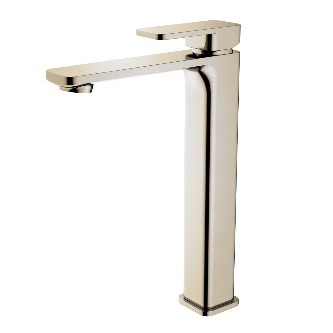 Aquato Tower Basin Mixer Brushed Nickel Soft Square