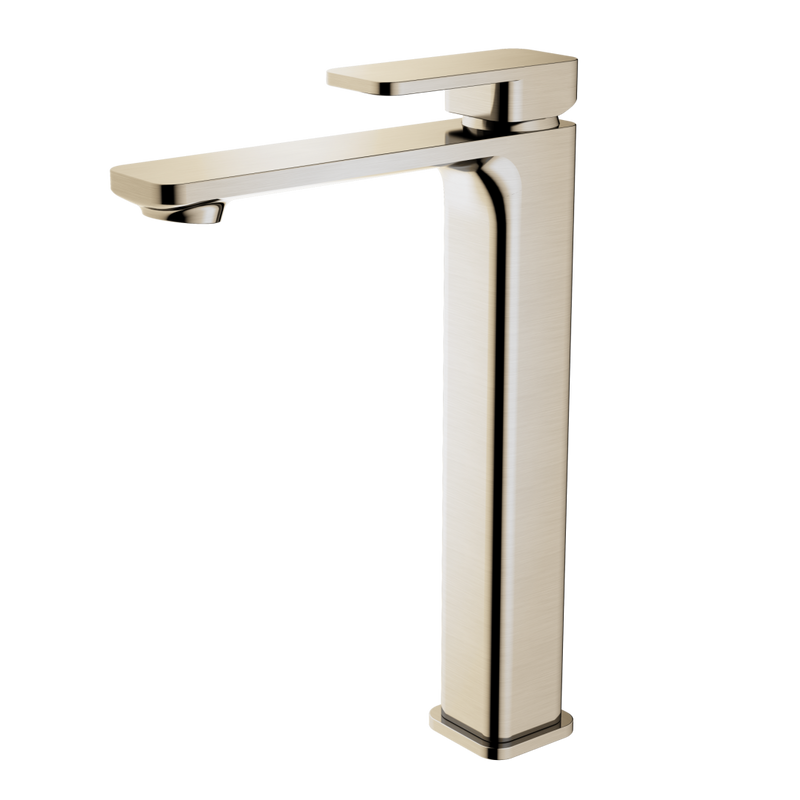 Aquato Tower Basin Mixer Brushed Nickel Soft Square