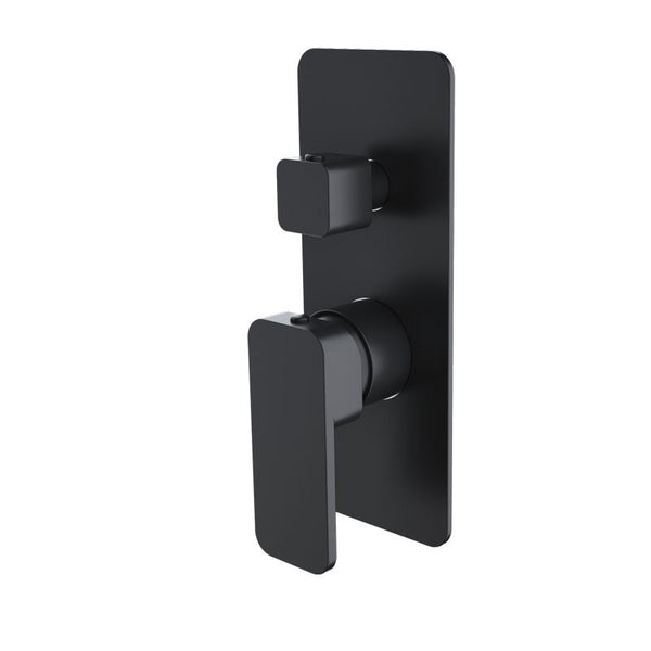 Aquato Shower Mixer Diverter Matt Black Soft Square