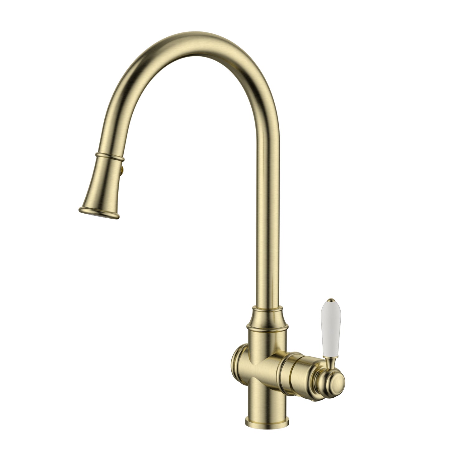Modern National Bordeaux Traditional Brushed Gold Pull Out Kitchen Sink Mixer