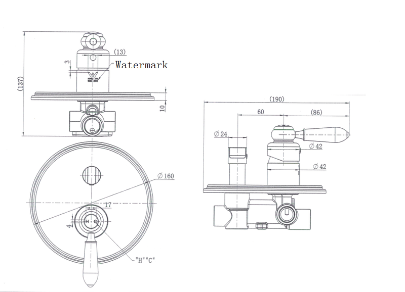 Modern National Bordeaux Shower Diverter Mixer Brushed Bronze