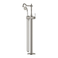 Modern National Bordeaux Freestanding Bath Mixer with Hand Shower - Warm Brushed Nickel