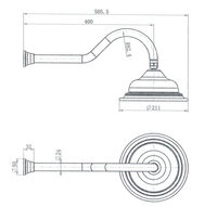 Modern National Bordeaux Shower Head and Arm Set - Chrome