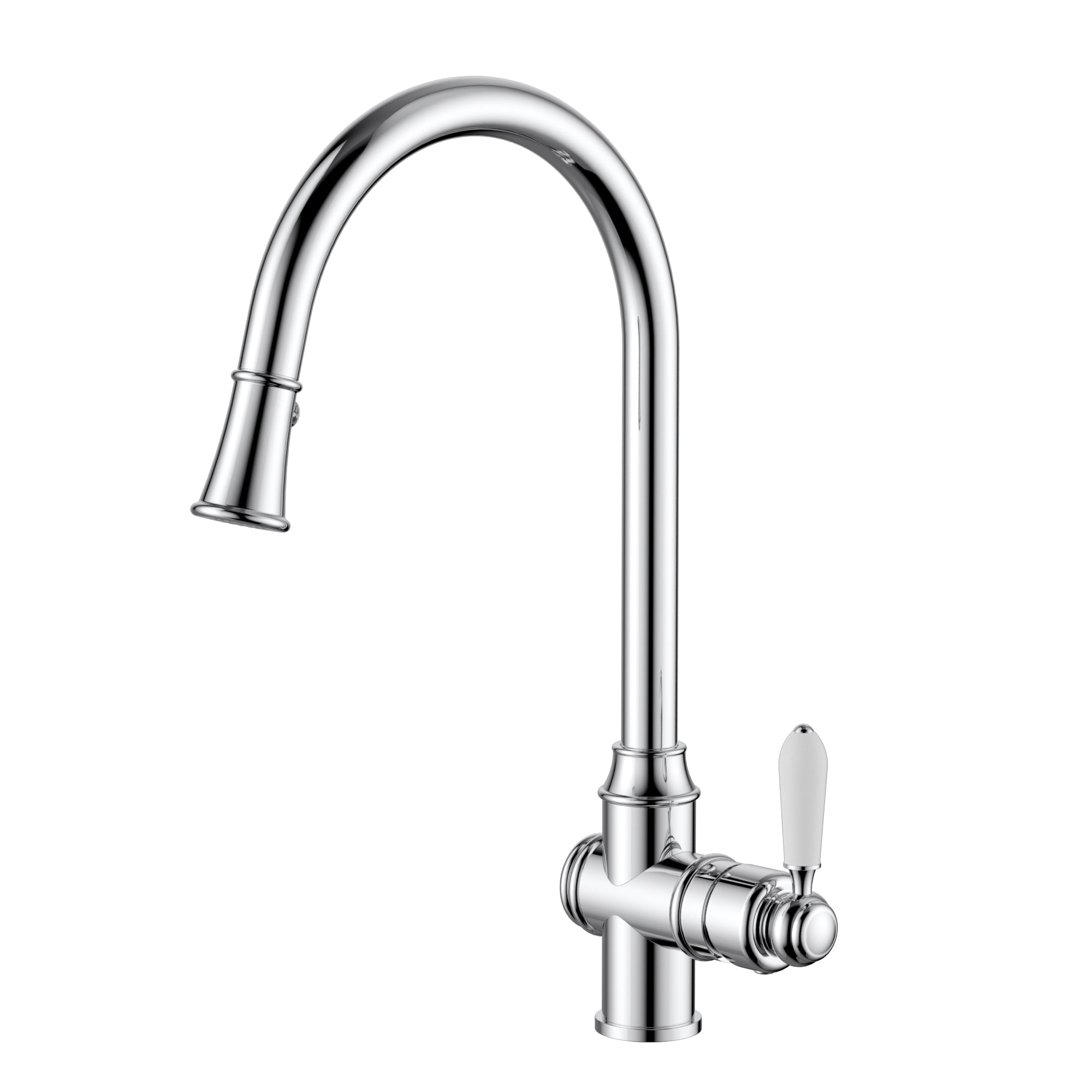 Modern National Bordeaux Traditional Pull-Out Kitchen Sink Mixer - Chrome — BOR005