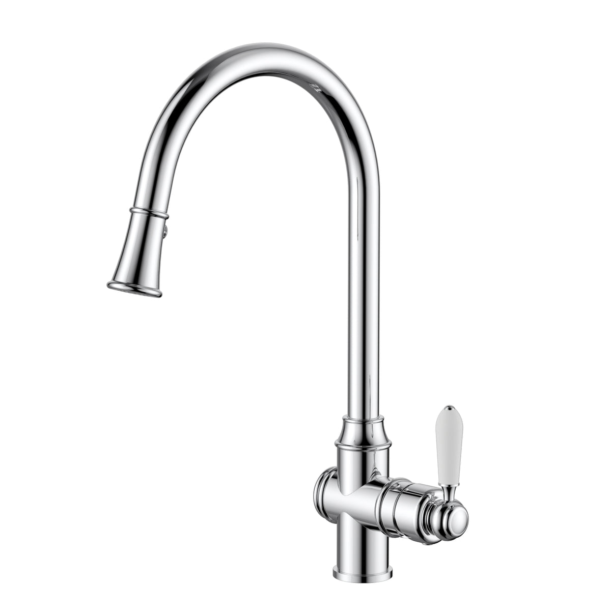 Modern National Bordeaux Traditional Pull-Out Kitchen Sink Mixer - Chrome — BOR005