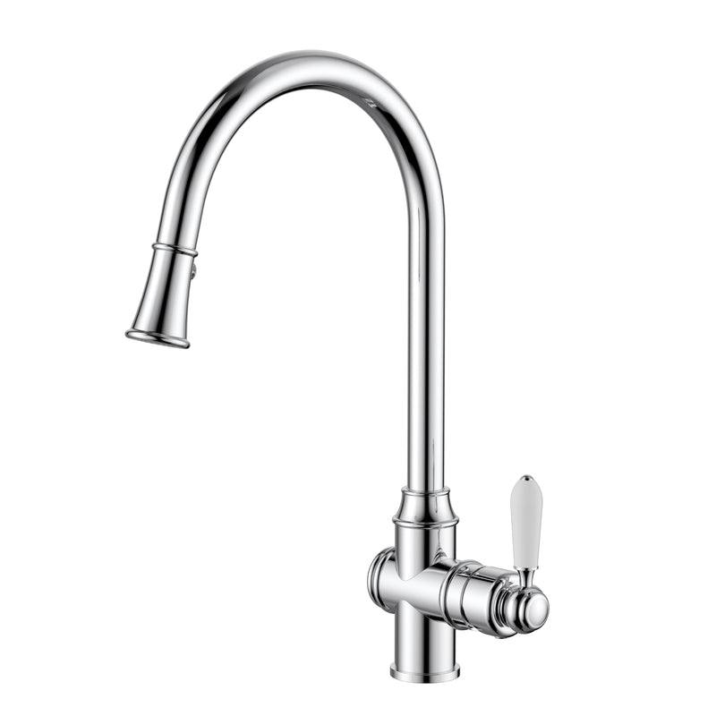 Modern National Bordeaux Traditional Pull-Out Kitchen Sink Mixer - Chrome — BOR005