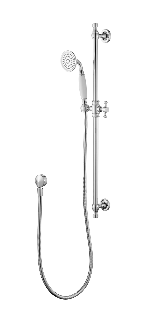 Modern National Bordeaux Traditional Hand Shower on Rail Set - Chrome