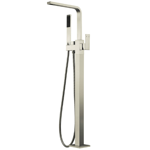Modern National Chao Freestanding Bath Mixer with Hand Shower - Warm Brushed Nickel — CHA012BN